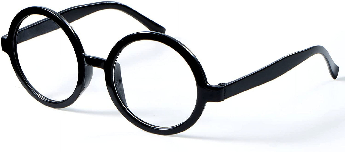 Spooktacular Creations Halloween Wizard Glasses,Wizard Round Glasses Costume Glasses,Halloween Black Circle Glasses Eyeglasses for Halloween Kids & Adults Costume Accessory Party Favor