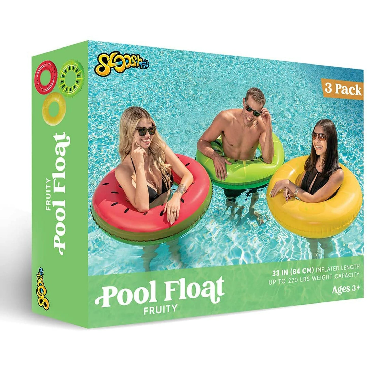 JOYIN 3 Pack Inflatable Pool Floats for Kids Adults, Fruits Swim Tube Pool Rings Swimming Rings Floaties for Swimming Pool Party Decorations