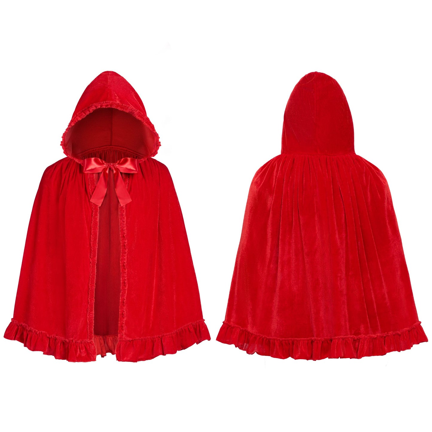 SYNCFUN Halloween Floral Hood Cape for Adult Women, Short Red Riding Hooded Cloak for Halloween Costume Cosplay Parties
