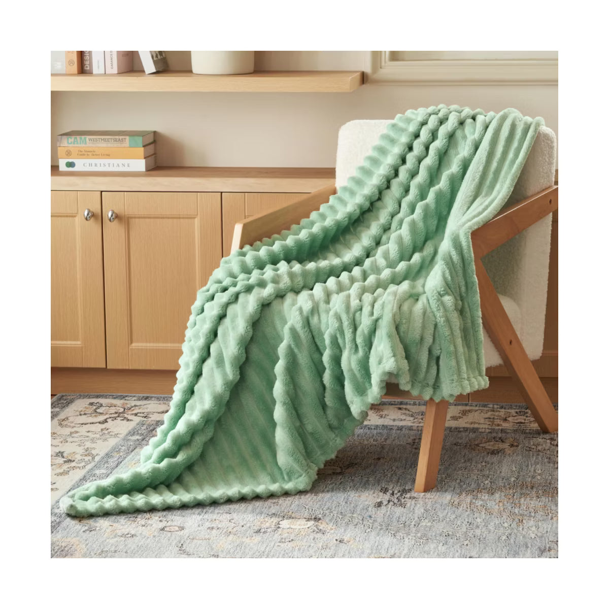 Joyfy Sage Green Throw Blanket for Couch, Soft & Warm Sage Green Fleece Blankets Gifts for Women Mom, Cozy Cute Throw 50x60 Inches