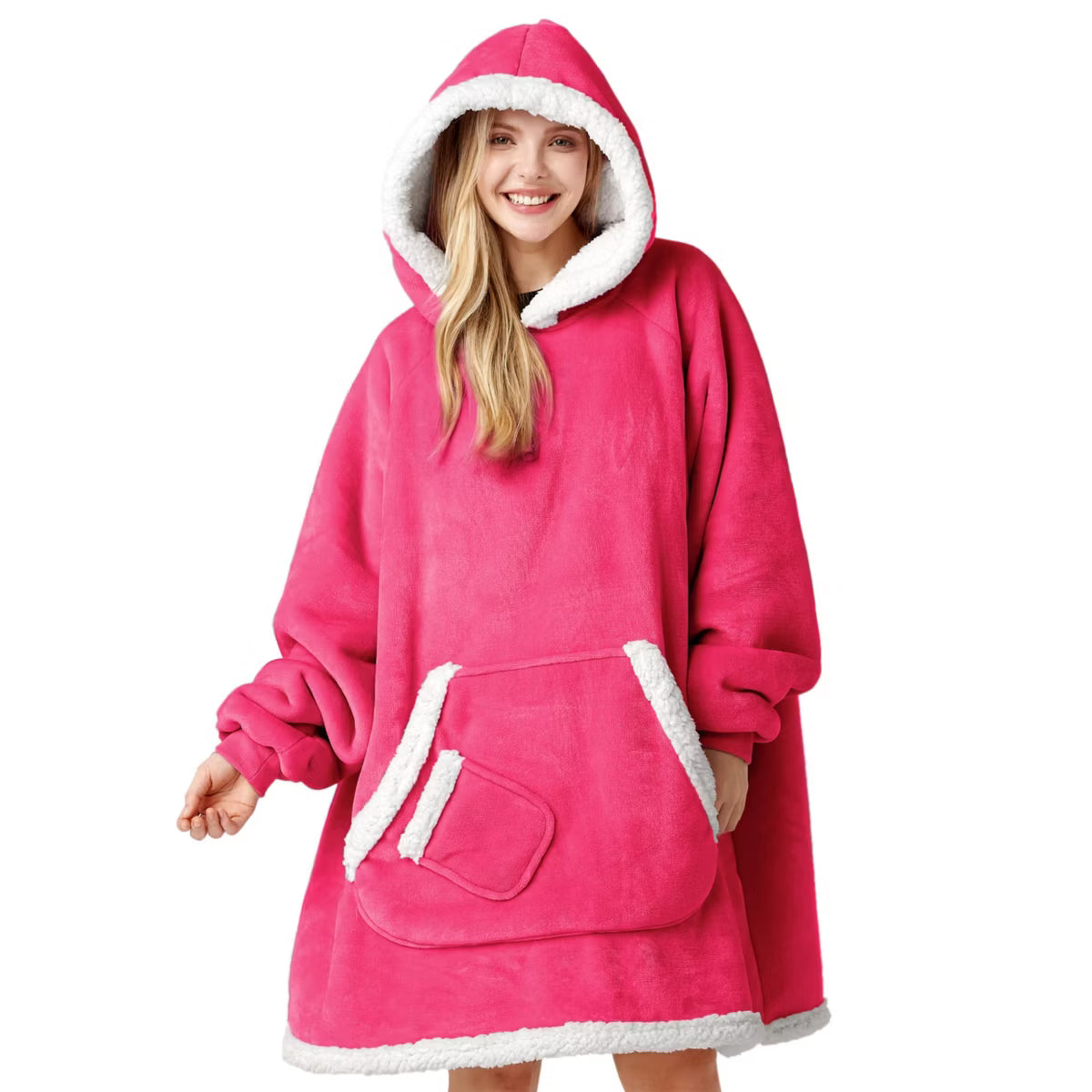 Joyfy Wearable Blanket Hoodie for Women Men Gifts for Adult Wearable Throw with Pocket & Sleeves Women Mom Cozy Fleece Hooded Blanket Sweatshirt