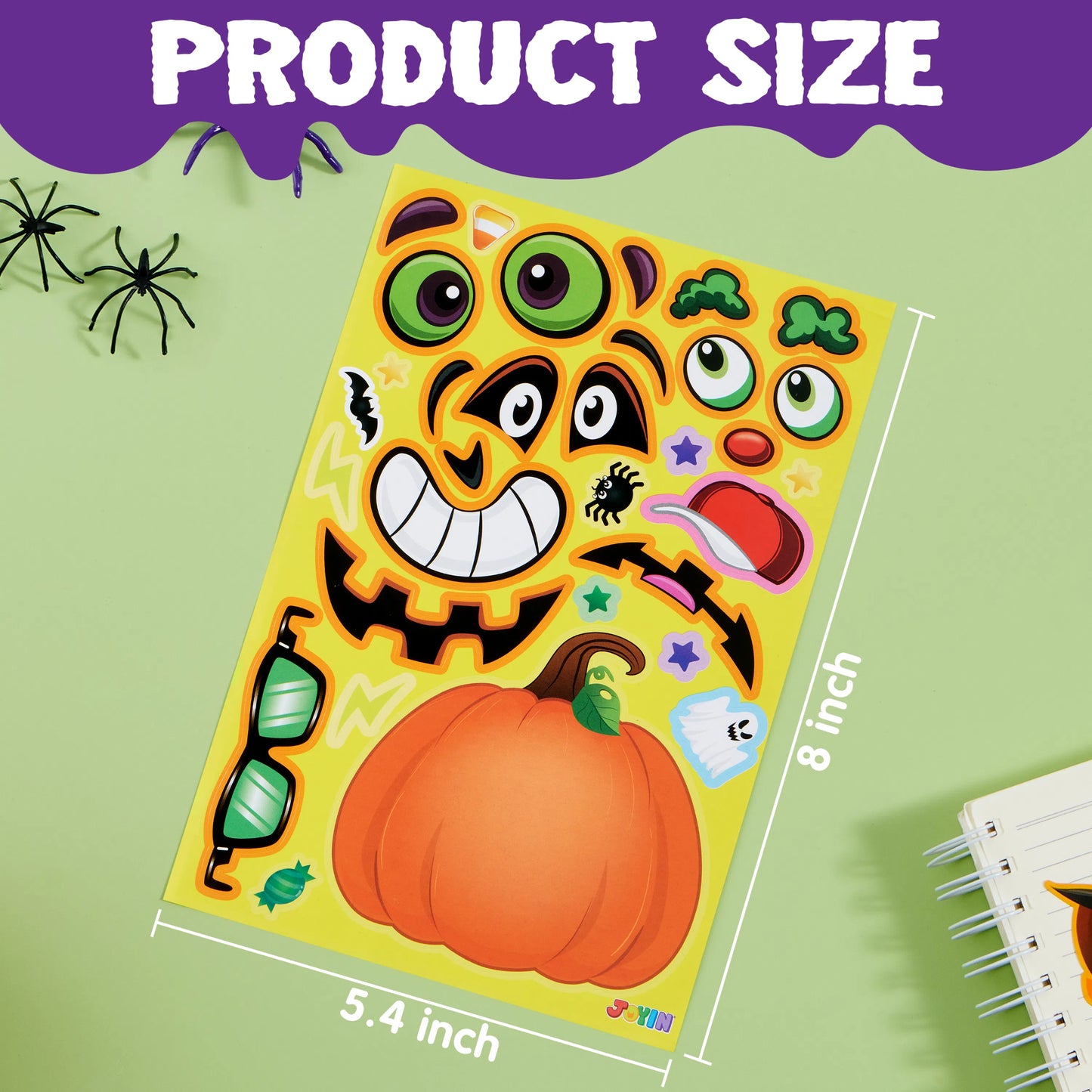Syncfun 24 Pcs Halloween Stickers Make a Face Halloween Characters Stickers for Kids,Pumpkin Decorations Stickers Fall Stickers Party Favors for Kids,Halloween Craft