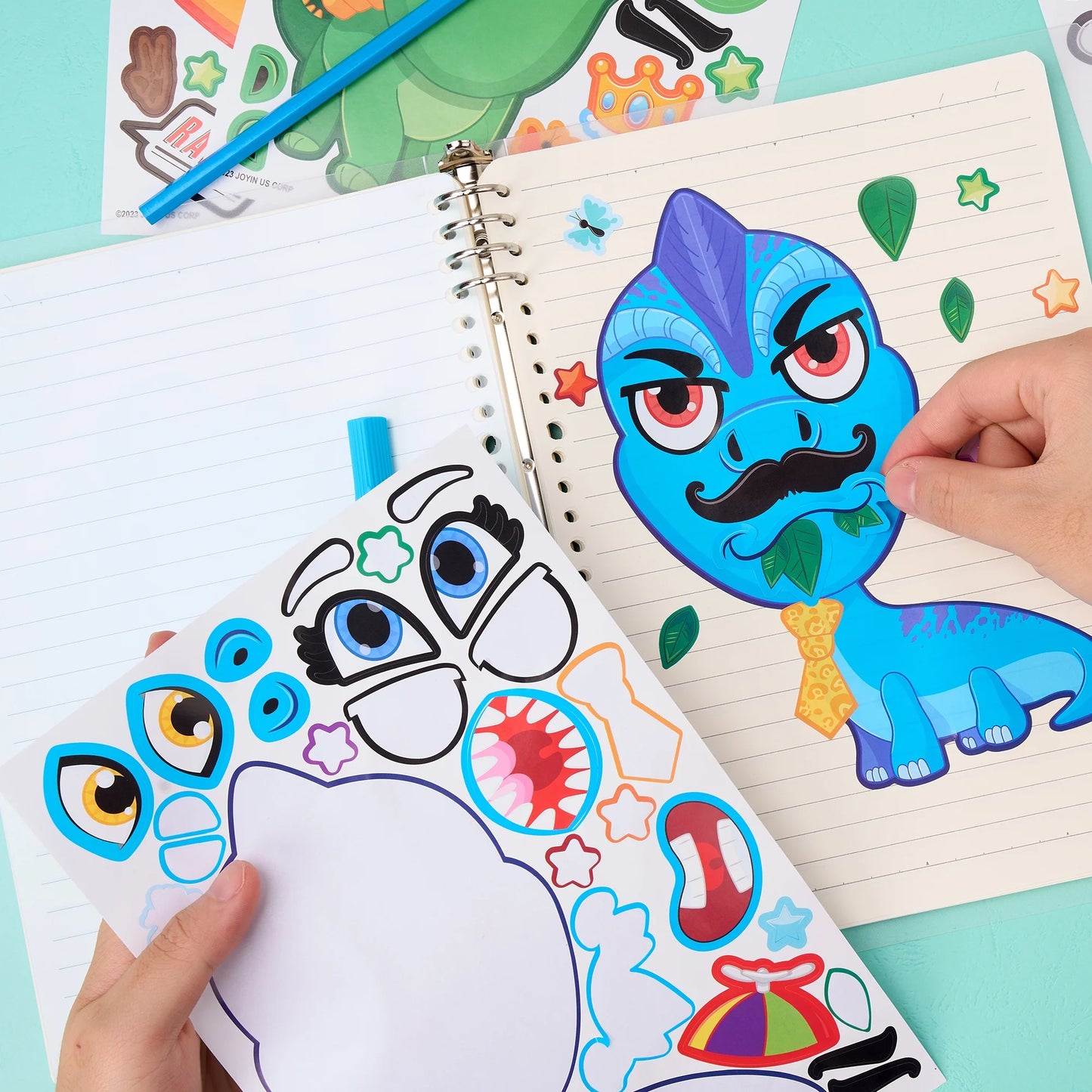 Syncfun 24 Sheets Make-a-face Sticker Sheets 6"x 9" Make Your Own Animal Dinosaur and Match Craft Sticker for Kids Party Favor Supplies for Boys Girls