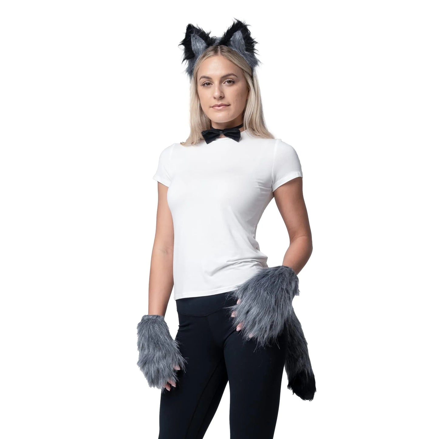 Syncfun Animal Costume Set for Adults,Brown Wolf Dress Up for Women, Party Cosplay, Werewolf Ears and Tail Accessory Kit