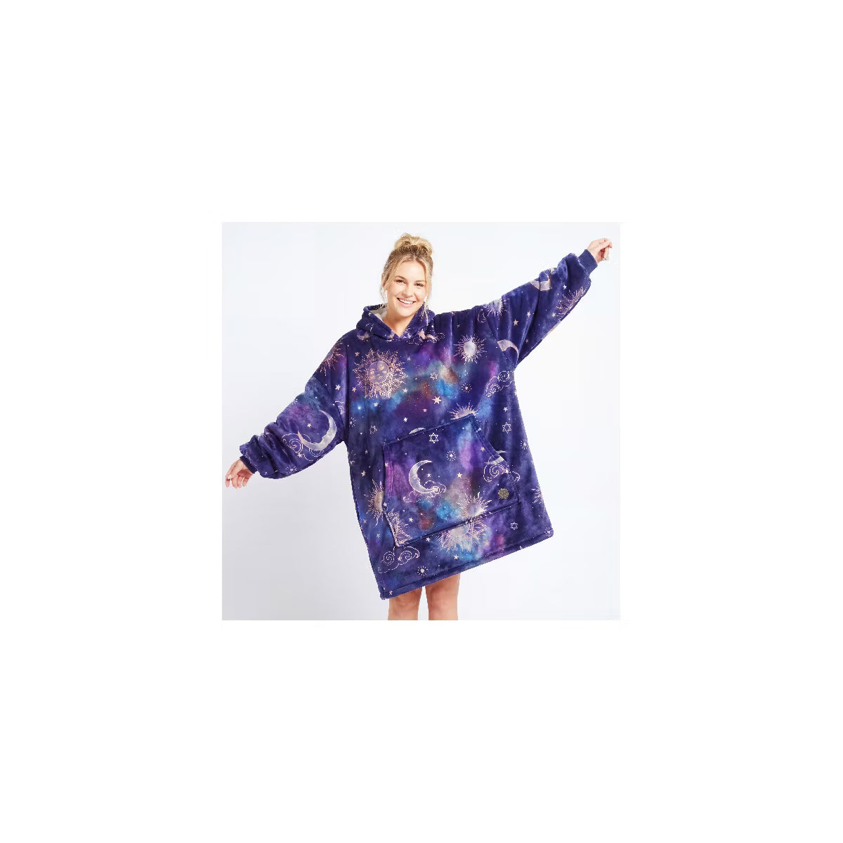 Joyfy Wearable Blanket Hoodie for Adults Gifts for Teen Girls Sister Women Fleece Printed Hooded Blanket Sweatshirt Warm Cozy with Pocket & Sleeves