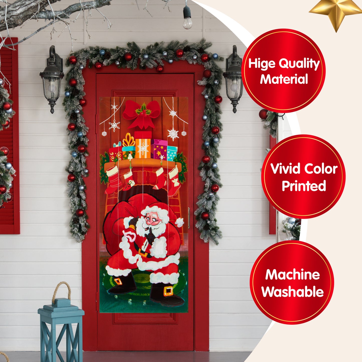 SYNCFUN Christmas Santa with Gifts Window Door Cover Winter Holiday Party Decoration 72X30 Inches