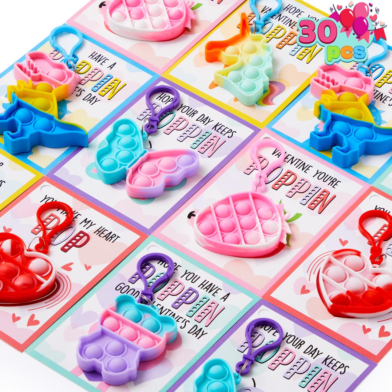 30 pieces, Valentine's Day card with popular fidget keychain toy