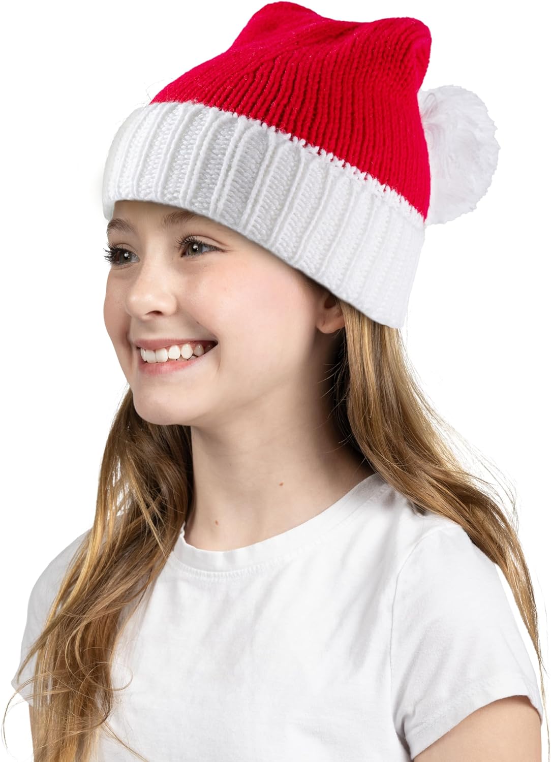 Joyfy Santa Hats Kids Christmas Hat Elf Xmas Party Hat Red Knitted Beanie Hat for Kids Boys,Girls