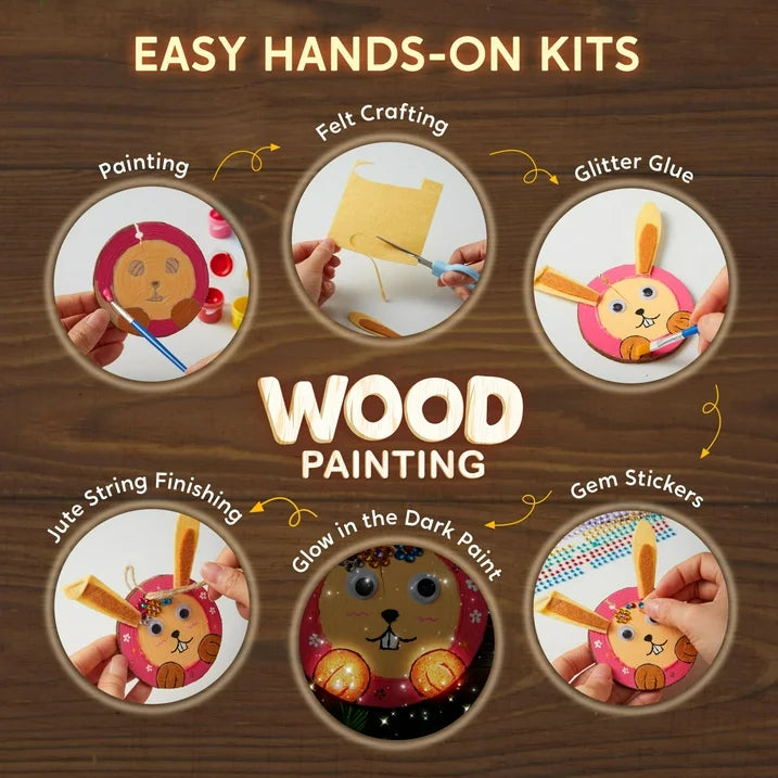 Joyfy 16-Piece Glow in the Dark Wood Slice Painting Art & Craft Kit for Kids, Creative Fun & DIY Projects