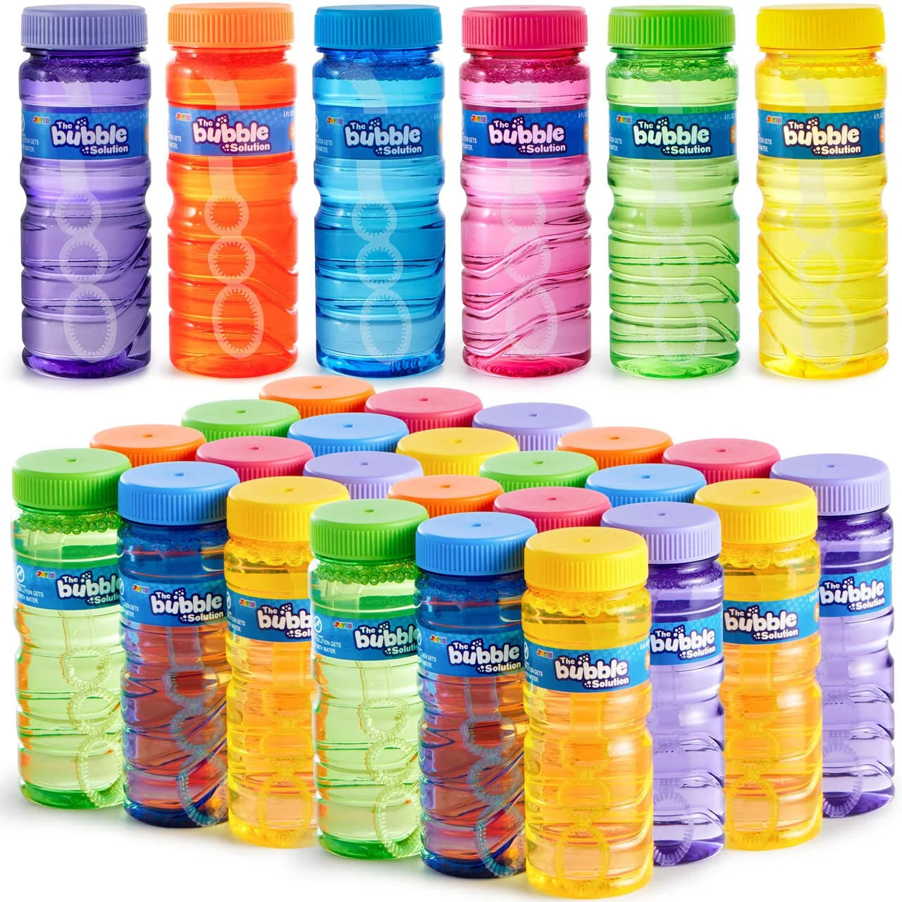 Syncfun 24 Pcs Bubble Bottles with Wand Assortment for Kids, 4oz Blow Bubbles Solution Novelty Summer Toy, Party Favors, Birthday, Outdoor & Indoor Activity