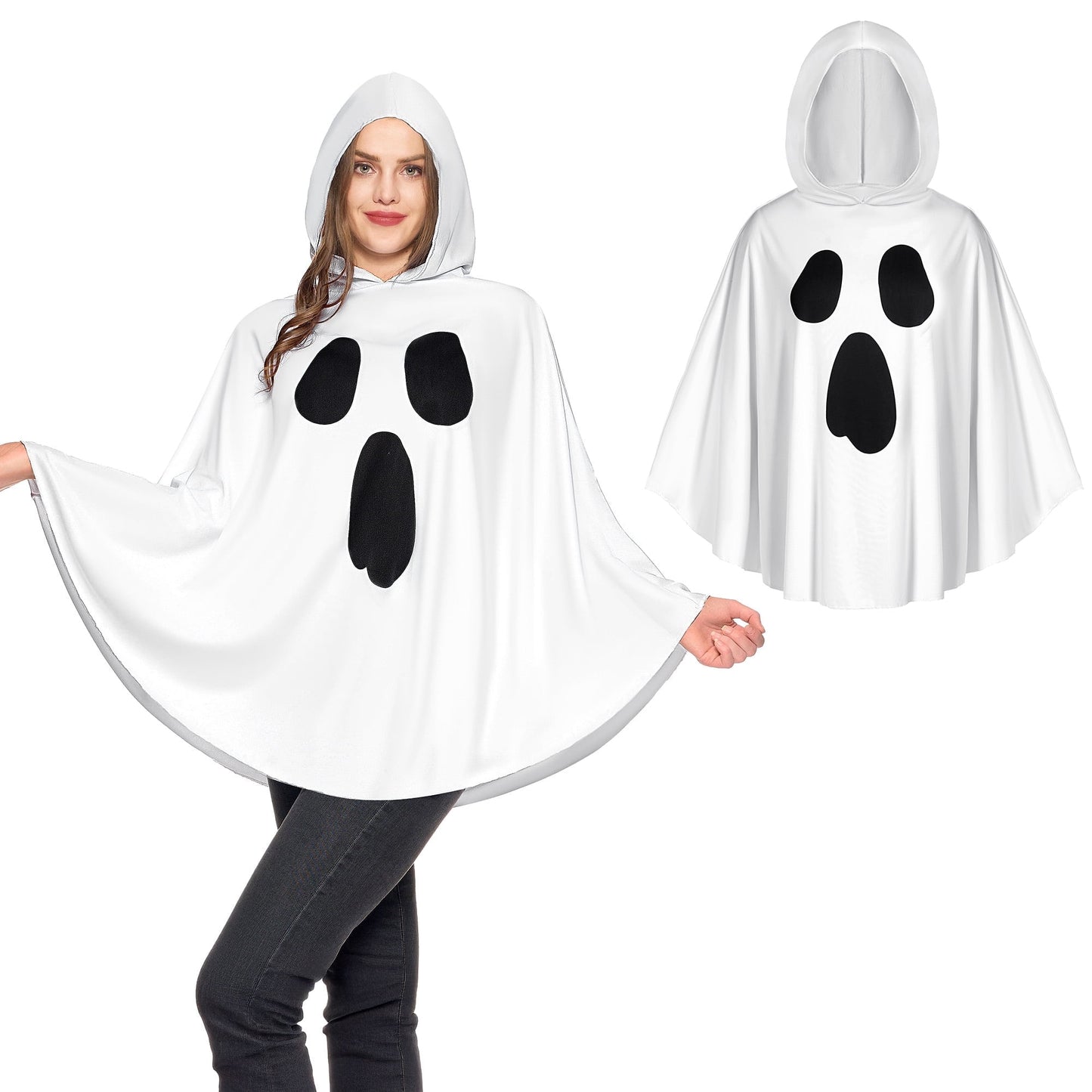 Joyfy Women White Ghost Costume, Poncho Costumes for Women, Adult Halloween Costumes Parties Cosplay