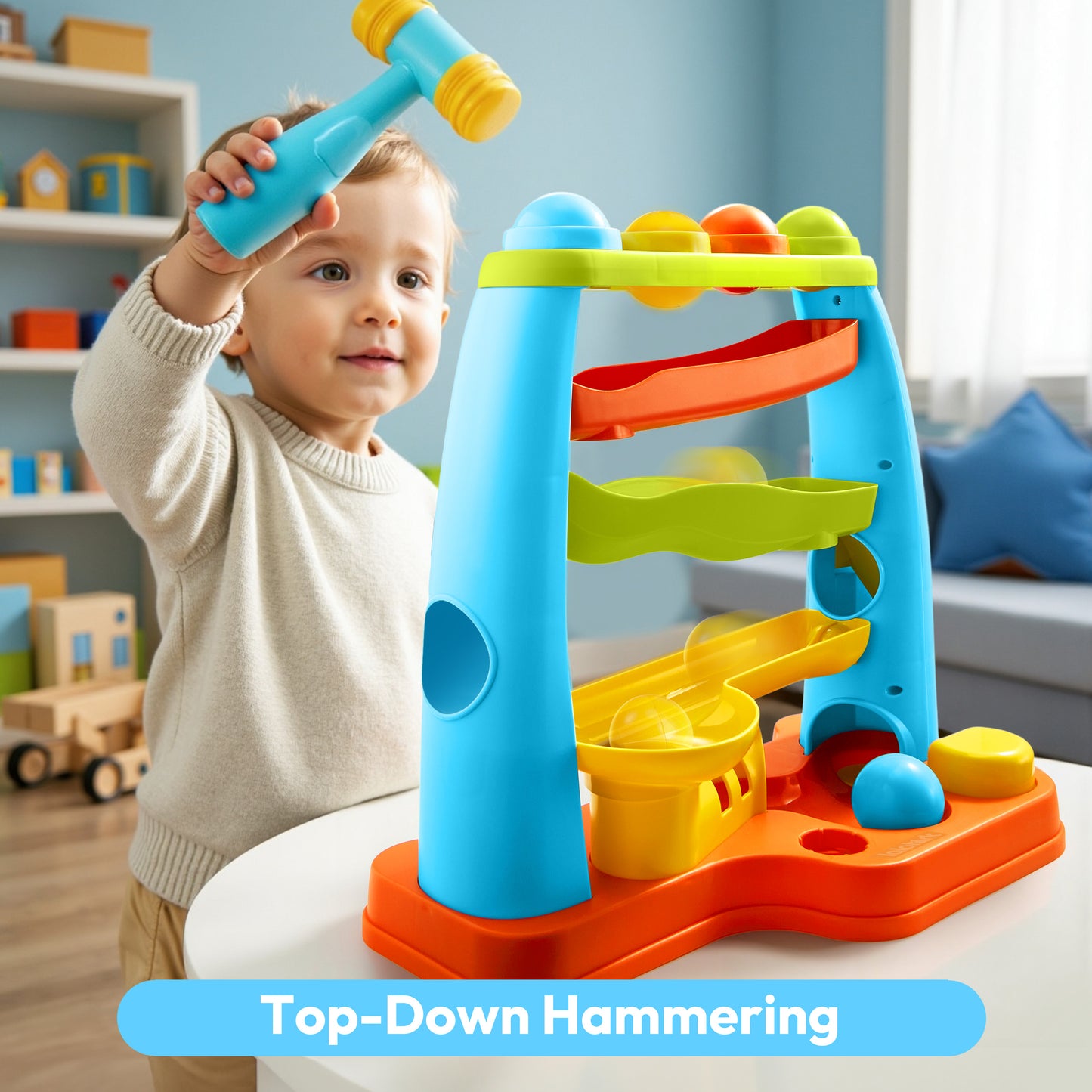 lalalark Pound A Ball Toys for Toddler, Stacking, Learning, Active, Early Developmental Hammer Montessori Toys