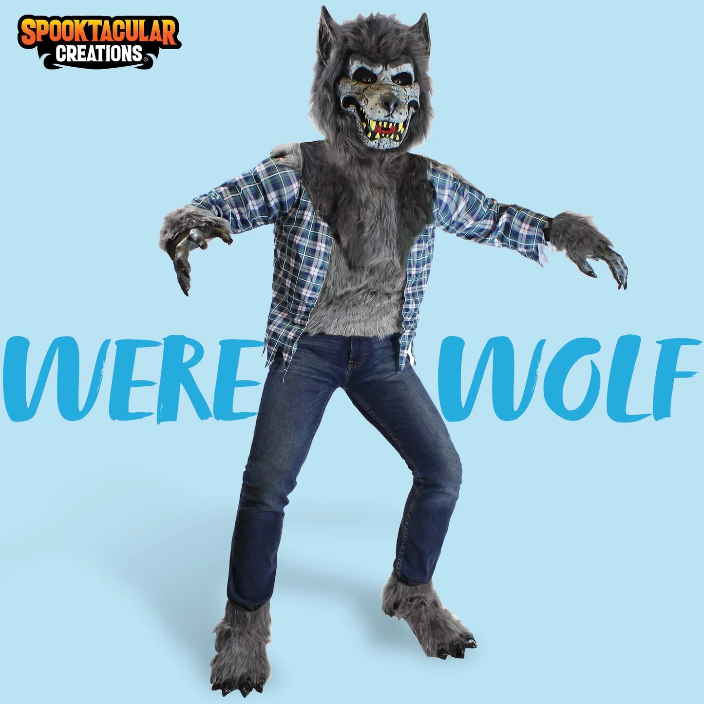 Spooktacular Creations Werewolf Costume with Mask for Kids, Boys Halloween Dress Up, Large for 10-12 Years Old