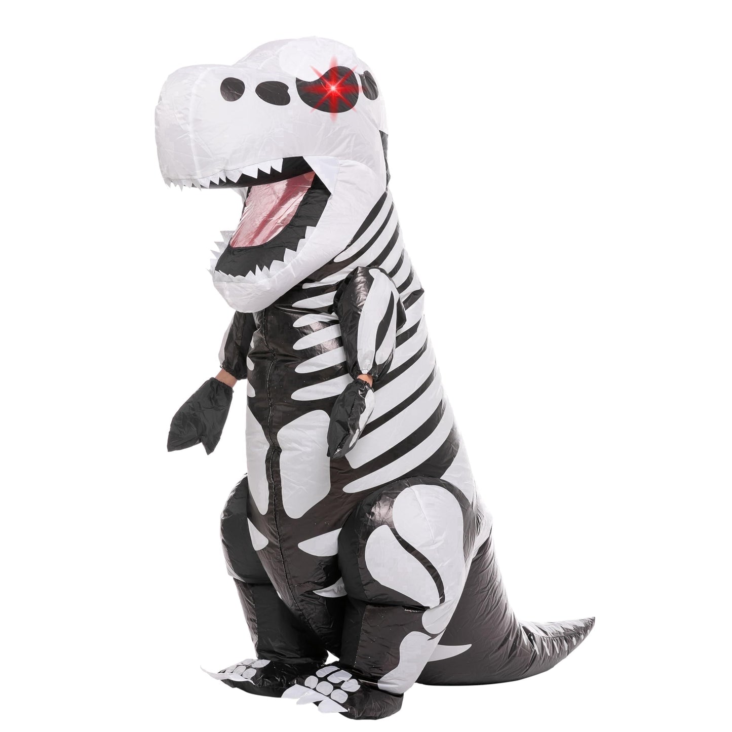 Joyfy Inflatable Costume for Kids, LED Light Eyes Skeleton Dinosaur Costume, Full Body Tyrannosaurus Rex Inflatable Halloween Costume for Theme Dress up Party