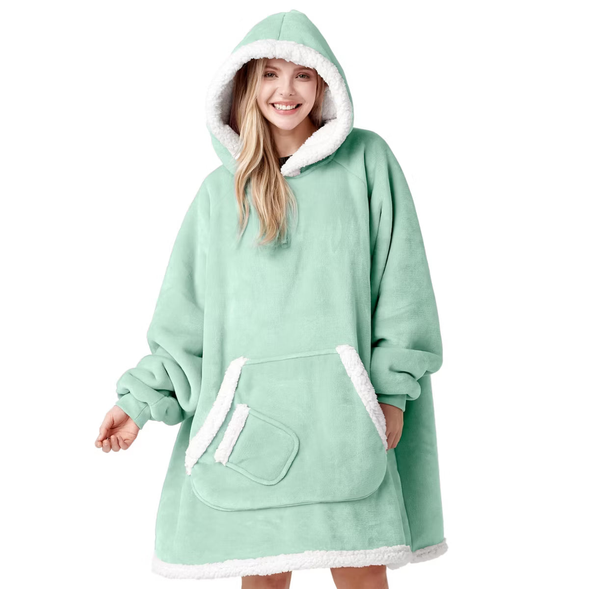 Joyfy Wearable Blanket Hoodie for Women Men Gifts for Adult Wearable Throw with Pocket & Sleeves Women Mom Cozy Fleece Hooded Blanket Sweatshirt