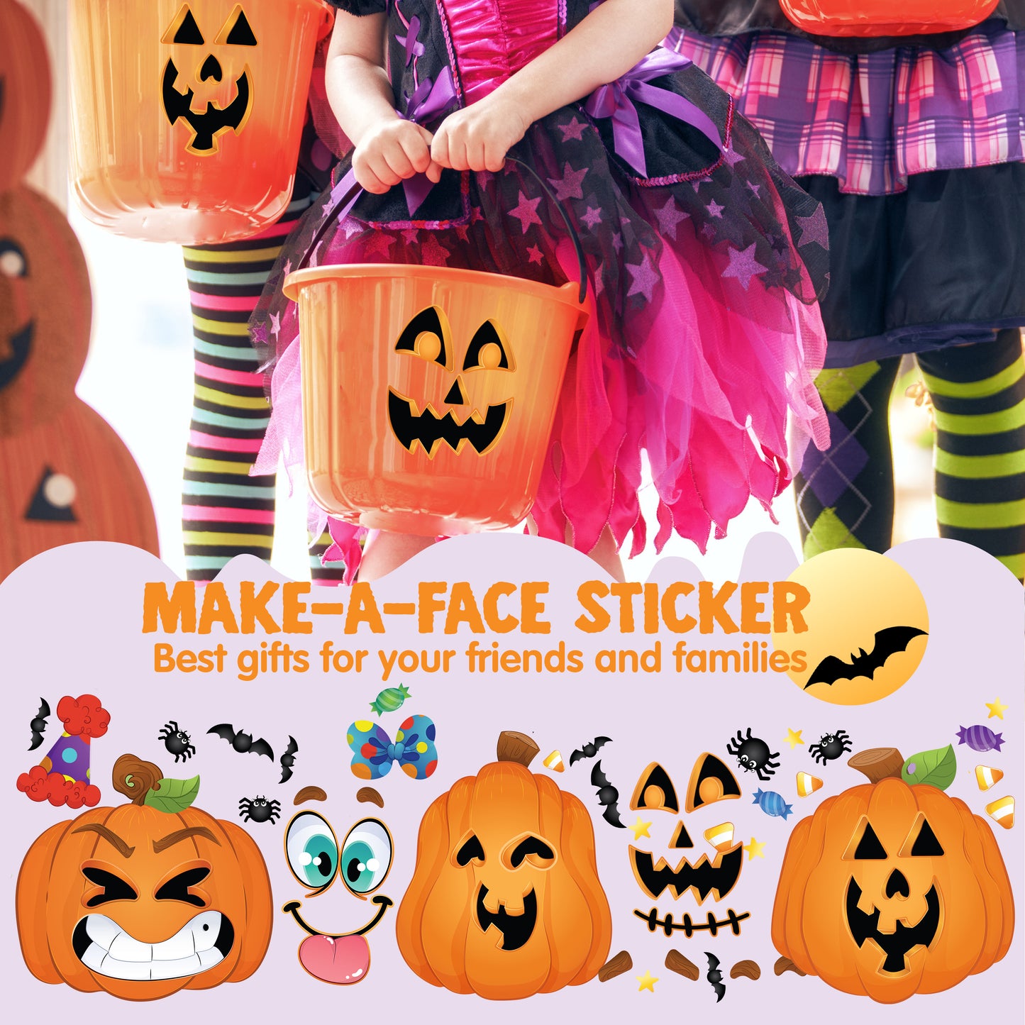 SYNCFUN 36 Pcs Halloween Stickers Make a Face Halloween Characters Stickers for Kids,Pumpkin Decorations Stickers Fall Stickers Party Favors for Kids,Halloween Craft