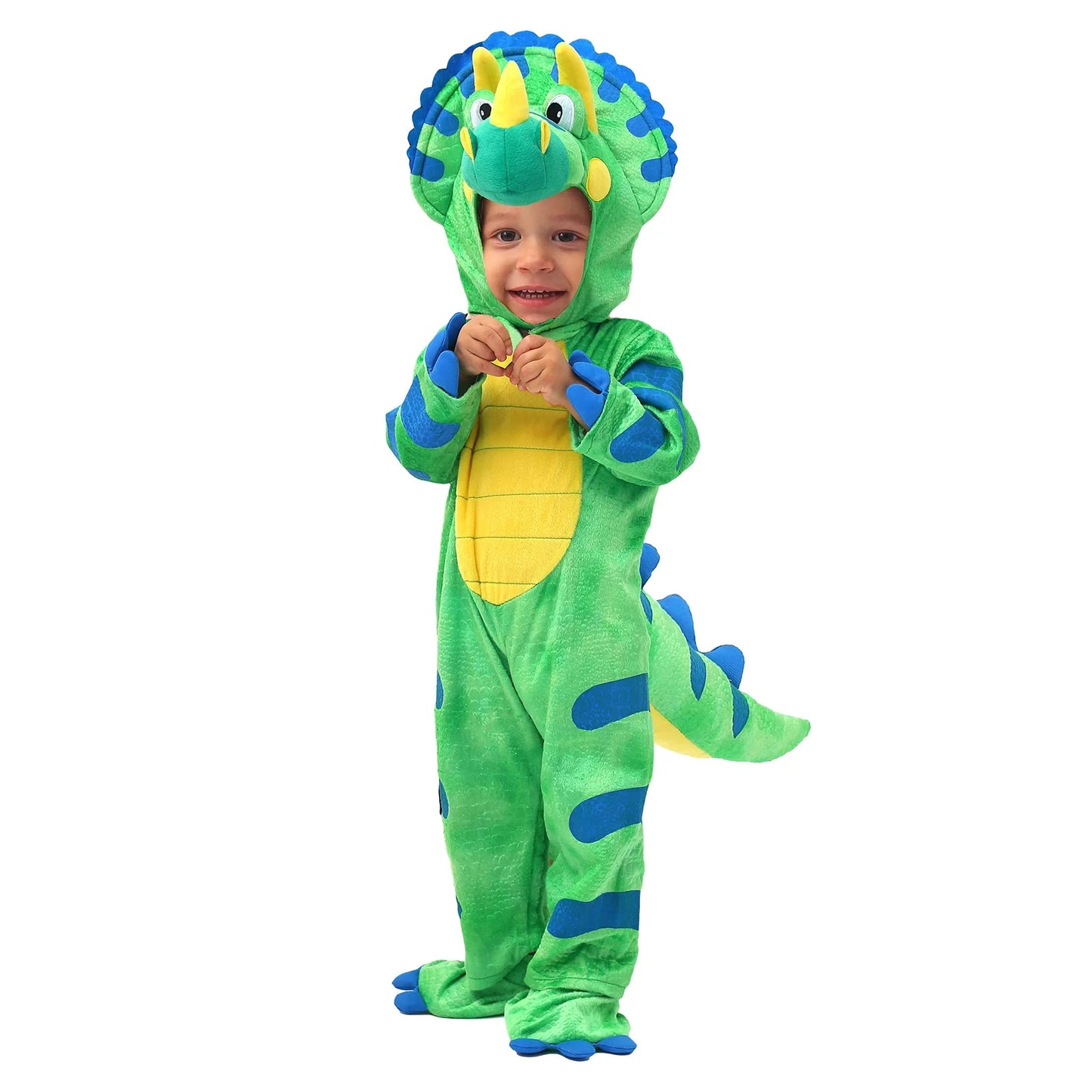 Spooktacular Creations Baby Triceratops Dinosaur Costume Set for Kids, Halloween Party Role Play Suit, Hoodie With Dinosaur Tail