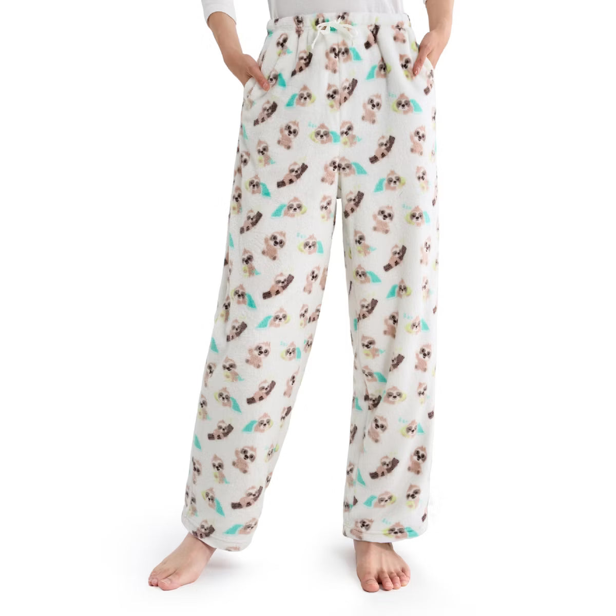 Joyfy Pajama Pants for Women Sleep Bottoms Soft Flannel Fleece Pajama Bottoms with Pockets Drawstring S/M/L/XL/XXL/3XL Sleep Lounge Sloth