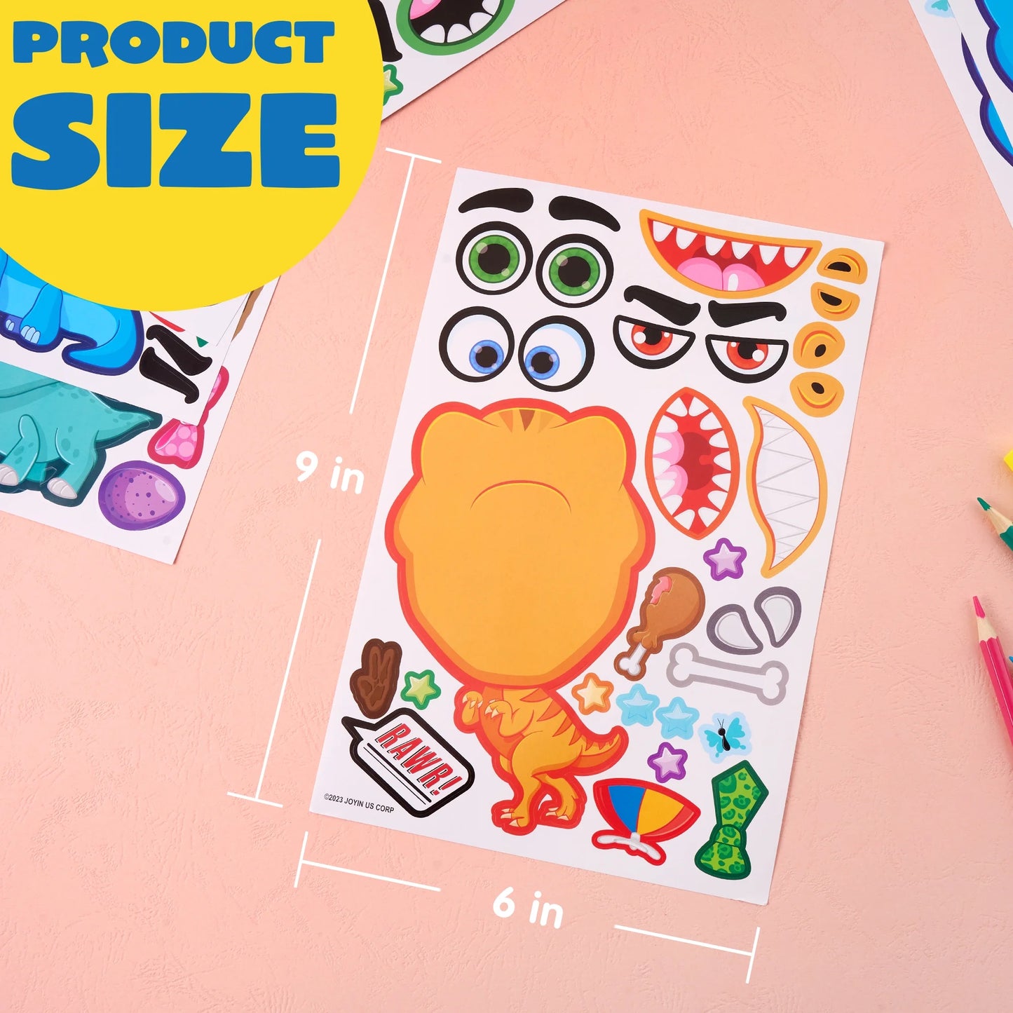 Syncfun 24 Sheets Make-a-face Sticker Sheets 6"x 9" Make Your Own Animal Dinosaur and Match Craft Sticker for Kids Party Favor Supplies for Boys Girls