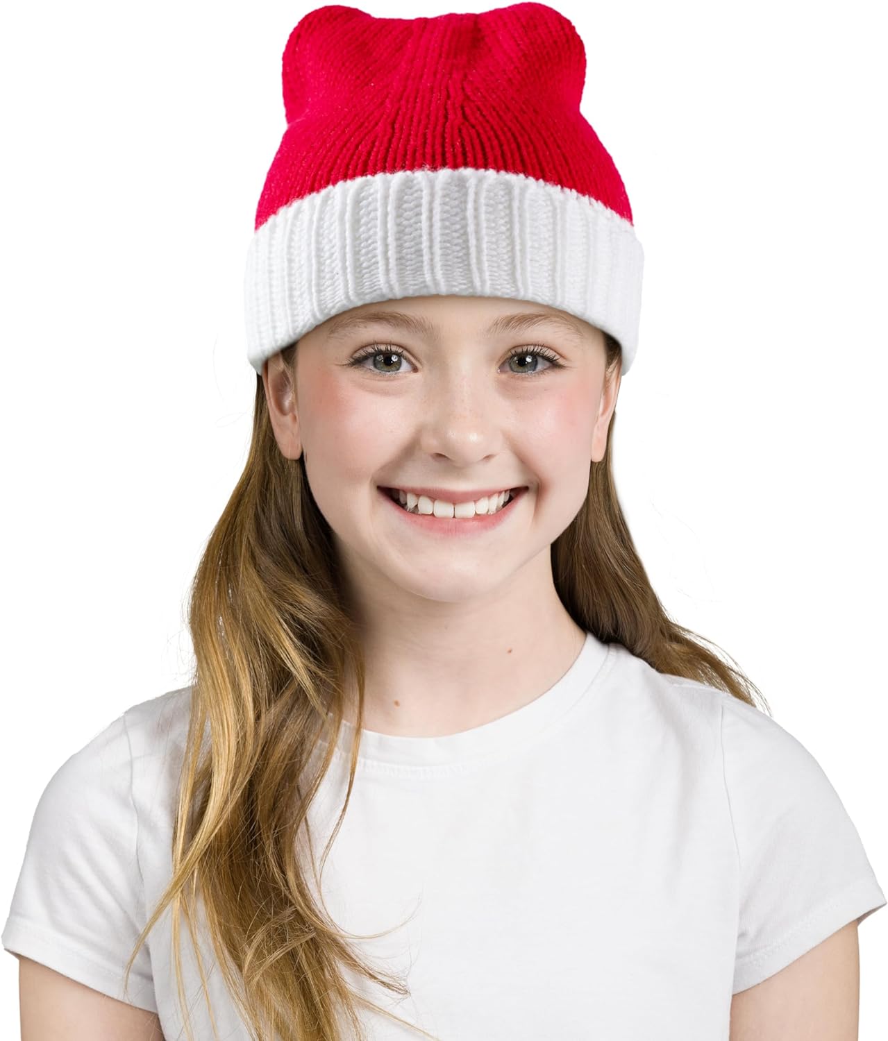 Joyfy Santa Hats Kids Christmas Hat Elf Xmas Party Hat Red Knitted Beanie Hat for Kids Boys,Girls
