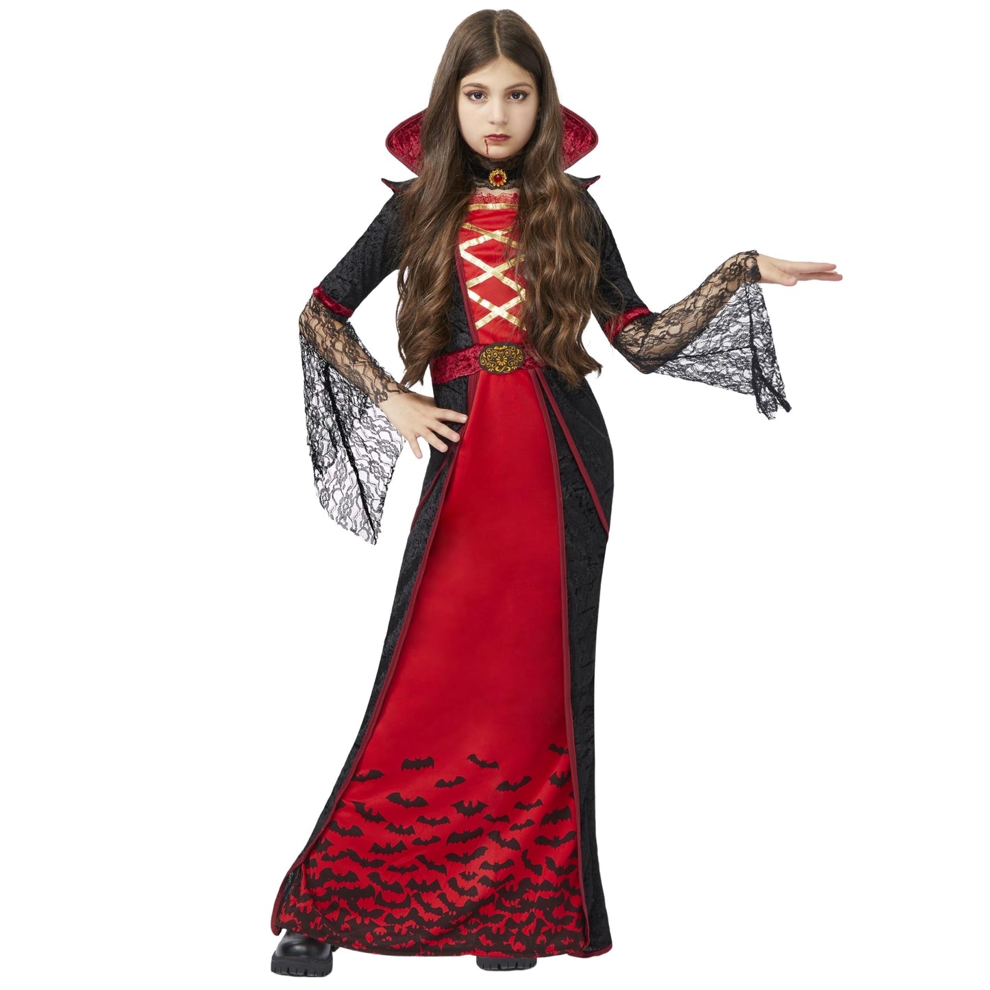 Joyfy Royal Vampire Costume for Girls, Halloween Gothic Victorian Vampiress Queen Costume for Fancy Party Dress up Cosplay
