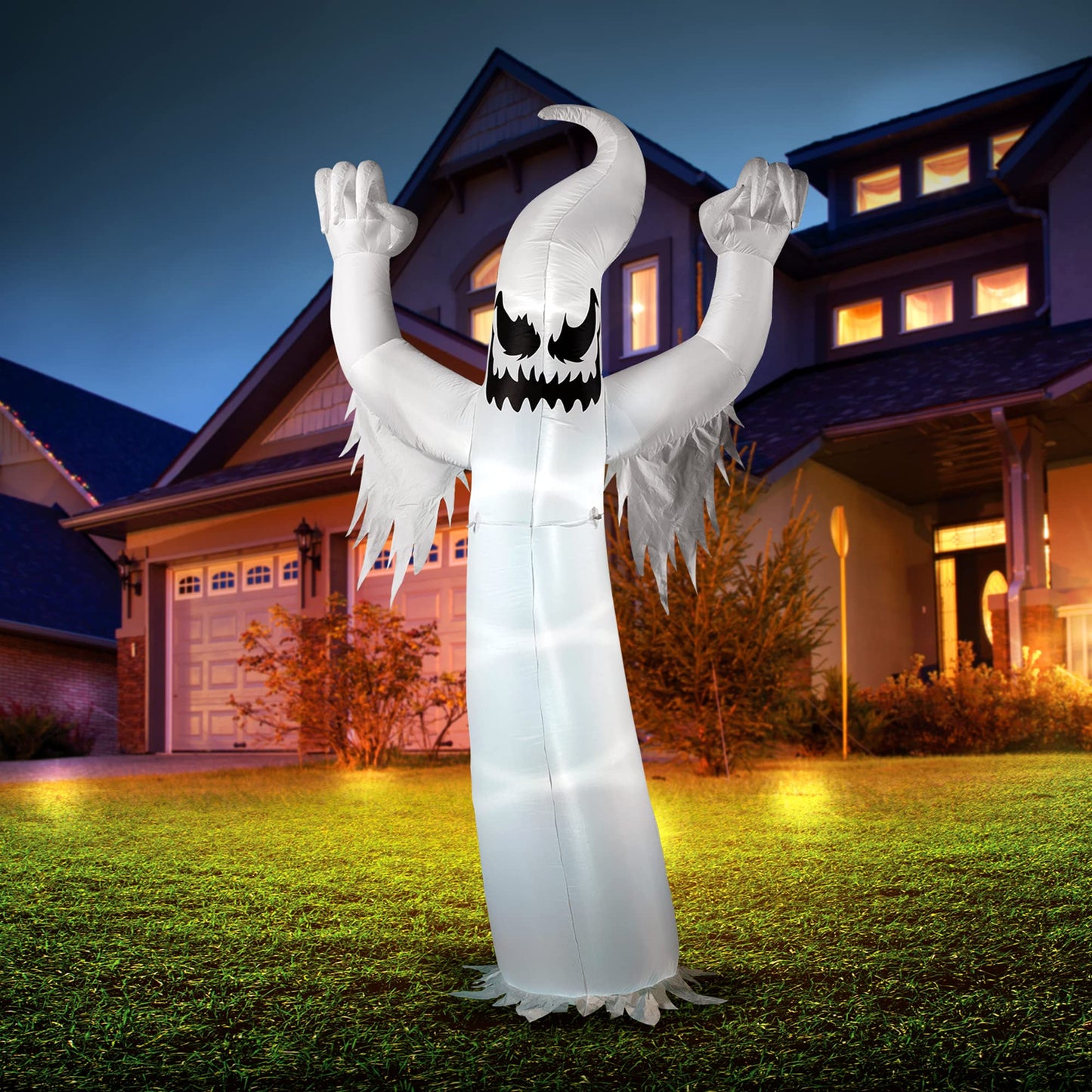 SYNCFUN 12 ft Halloween Inflatable Ghost,Giant Ghosts inflatables with Build-in LEDs Outdoor Decorations,Blow Ups Halloween Yard Inflatables