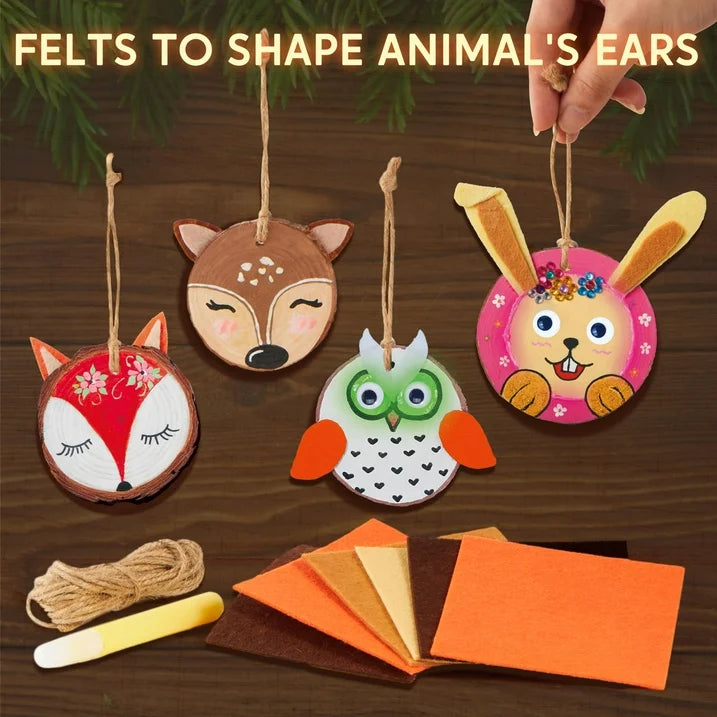 Joyfy 16-Piece Glow in the Dark Wood Slice Painting Art & Craft Kit for Kids, Creative Fun & DIY Projects