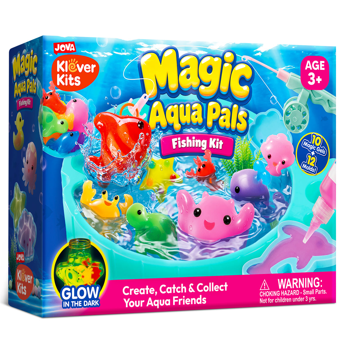 Klever Kits Magic Water Elf Toy Kit, Aqua Fairy Water Toy with 10 Glow Gels, 12 Molds & Fishing Game, DIY Craft Gift for Kids Ages 3+