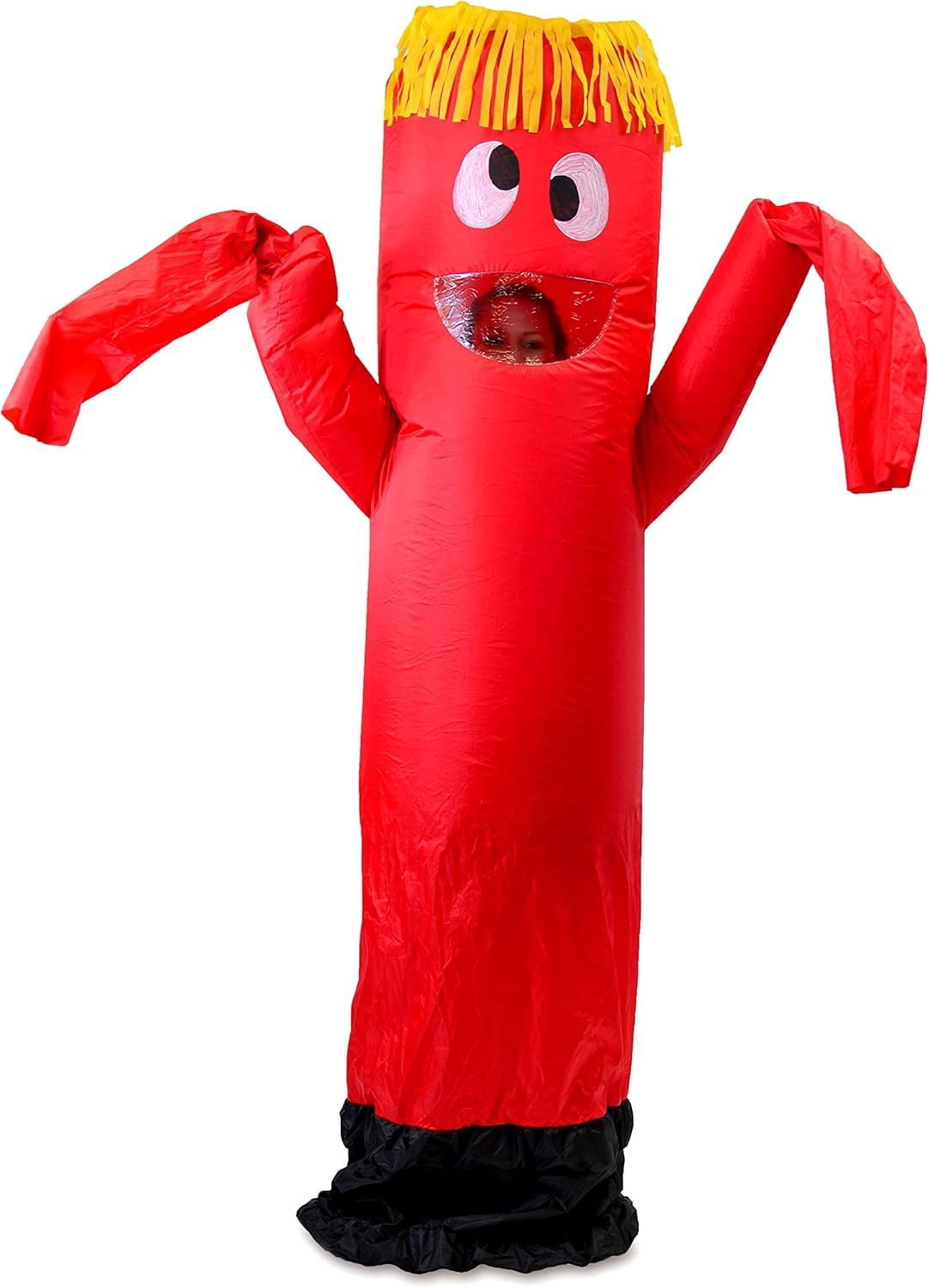 Joyfy Funny Inflatable Costume Adult, Red Tube Dancer, Wacky Waving Arms, Suit for Halloween Dress Up Parties