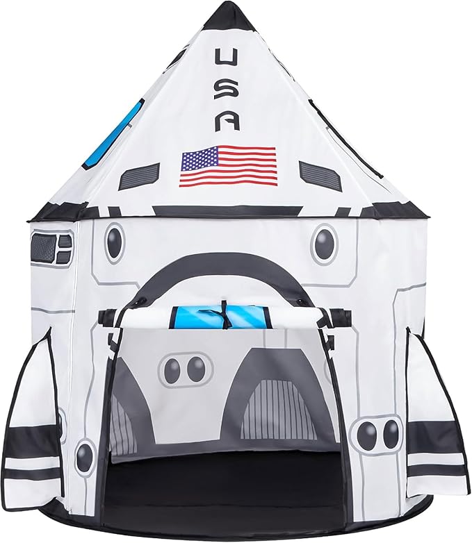 Joyfy Rocket Ship Play Tent Kids Spaceship Playhouse Tent Set Indoor Outdoor Easy Assembly Play Tent
