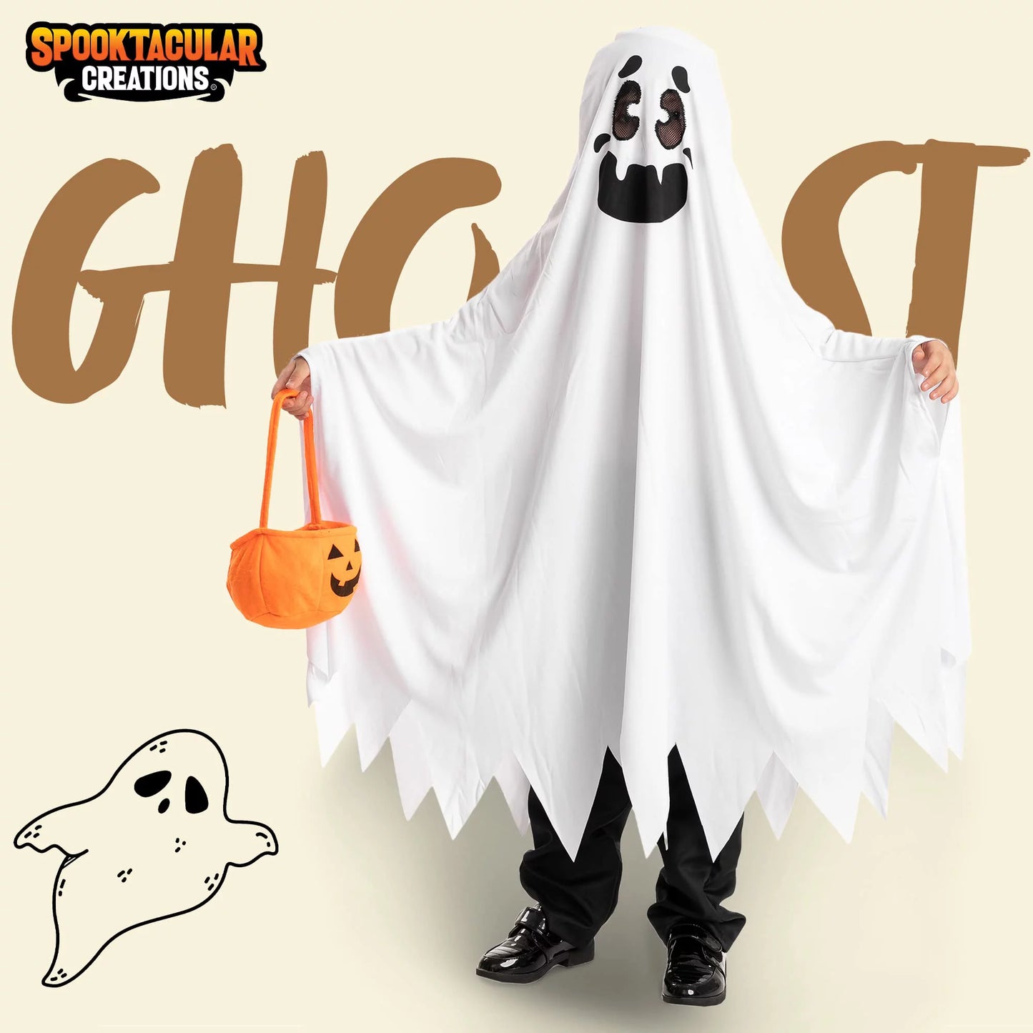 Spooktacular Creations Ghost Boo and Friendly Costume for Child Halloween Spooky Trick-or-Treating (3-4yr)