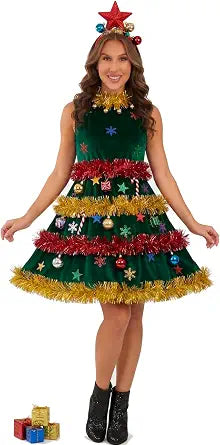 Joyfy Giggling Getup Christmas Tree Dress Adult, Christmas Costumes for Women