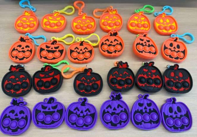 Joyfy Halloween Pumpkin Pop Fidget Toys with Cards, 48 PCS
