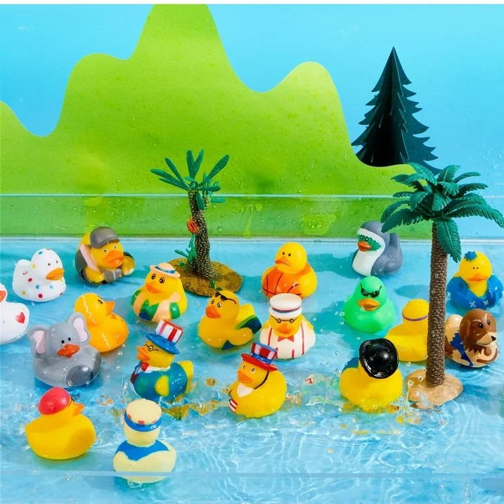 SYNCFUN 30 Pcs Rubber Ducks, Random Assortment Mini Rubber Duckie Toys with Mesh Carry Bag for Kids Baby Bath Shower Toys, Birthday Gifts, Summer Beach Pool Activity, Party Favors