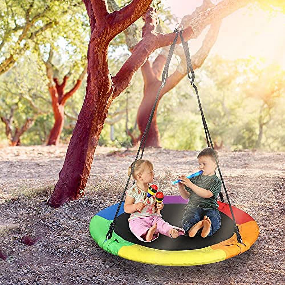 TURFEE 40" Saucer Swing, Waterproof Swing Seat with Adjustable Ropes for Kids Toddlers, Playground Backyard Outdoor Indoor Swing