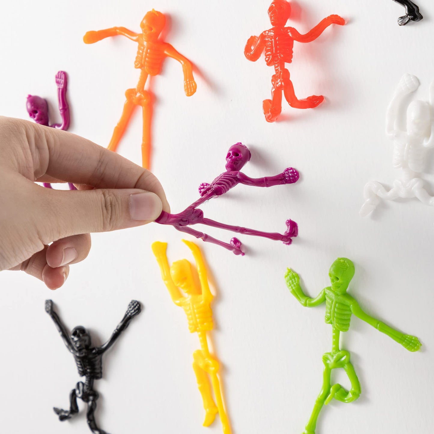 Joyfy 108 Pcs Halloween Stretchy Skeleton Toys,Halloween Toys Bulk for Party Favors,Halloween Goody Bag Fillers,Halloween Sticky Toys for Classroom Prizes