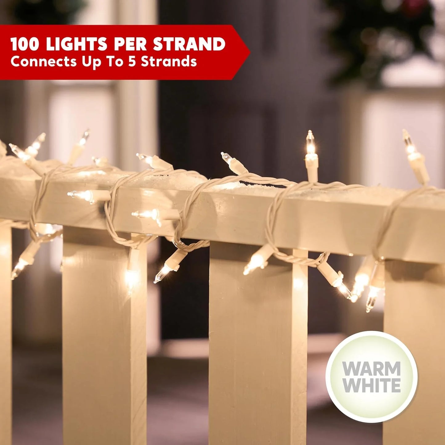 Joyfy Clear Christmas Lights,64.5ft 300(3x100) Count Led Clear White Christmas String Lights,Connectable White Wire Xmas Tree Lights for Indoor Outdoor Christmas Decorations Holiday Party Decor