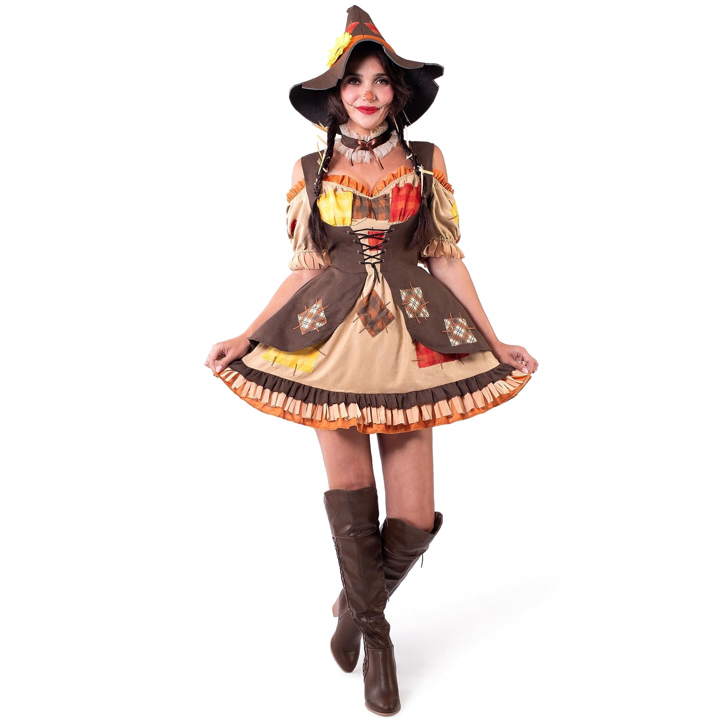 Joyfy Scarecrow Costume for Women, Sassy Scarecrow Dress Outfits for Halloween Dress up Party Cosplay