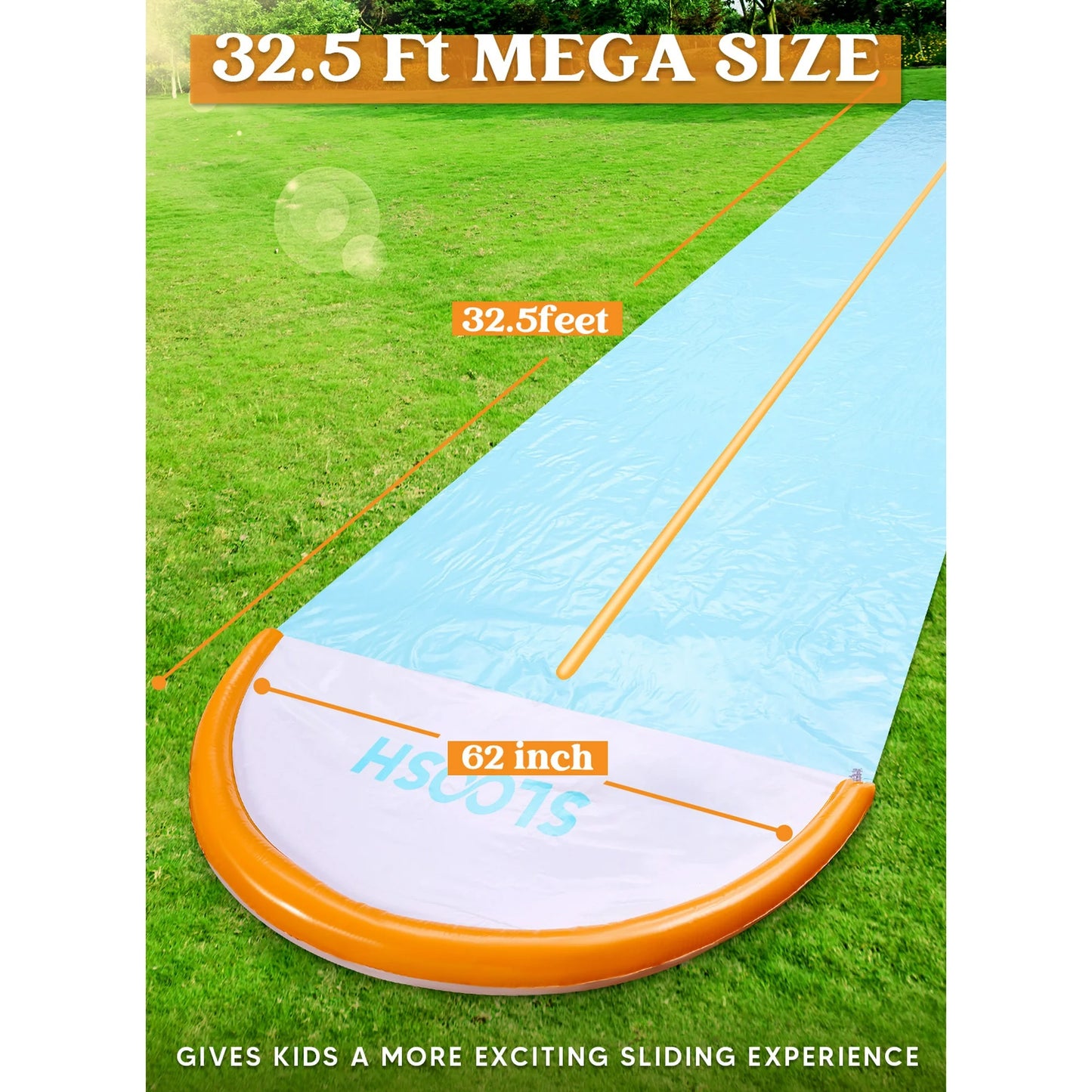 SYNCFUN 32.5ft Extra Long Water Slide and 2 Inflatable Boards, Water Slides Waterslide Slip with Sprinkler for Kids Adults Backyard, Summer Outdoor Water Toys
