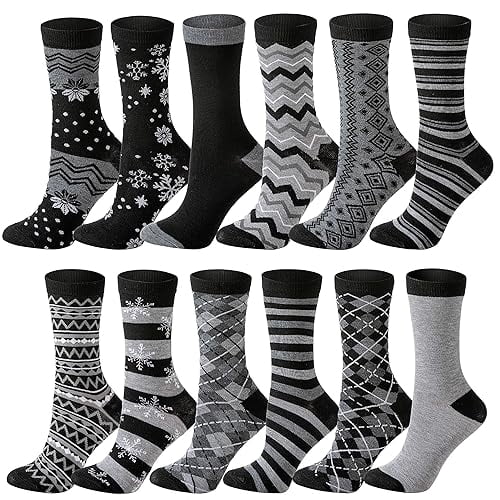 Joyfy 12 Pairs Christmas Socks Women, Plush Crazy Novelty Christmas Socks, Women's Holiday Christmas Socks, Christmas Gifts