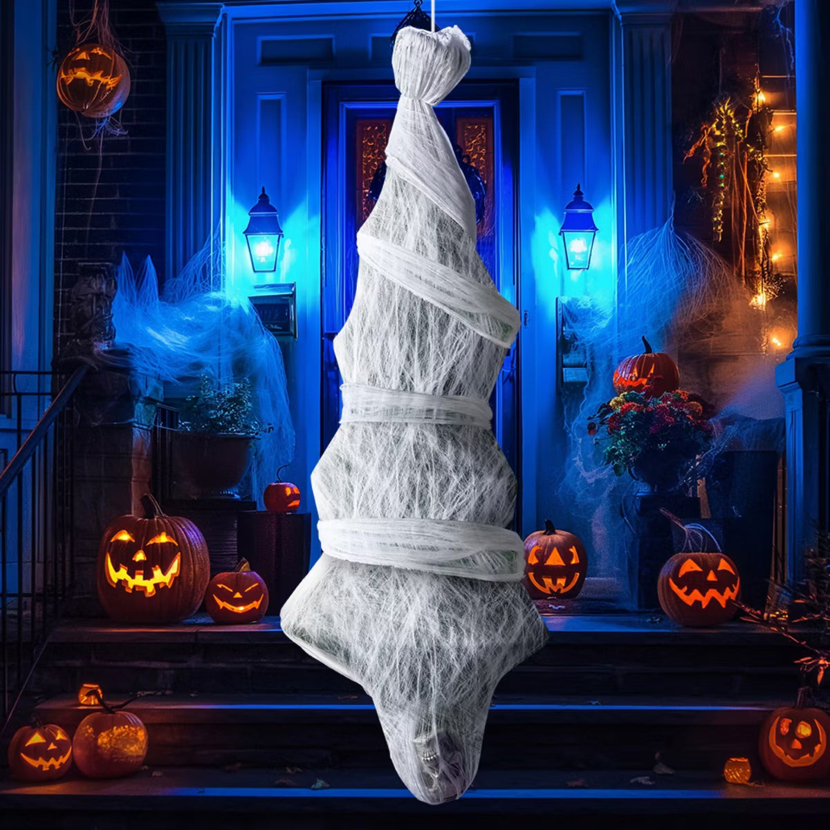 Joyfy 72" Hanging Cocoon Corpses Props, Halloween Hanging Decorations, Dead Body Prop for Graveyard Halloween Haunted House