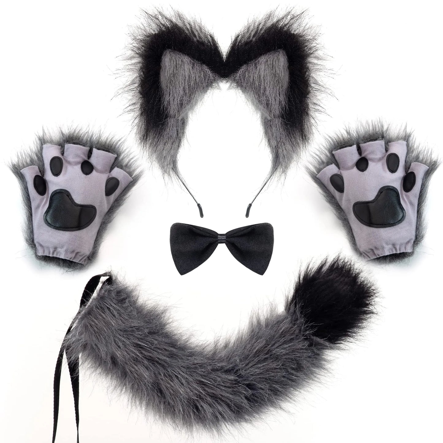 Syncfun Animal Costume Set for Adults,Brown Wolf Dress Up for Women, Party Cosplay, Werewolf Ears and Tail Accessory Kit
