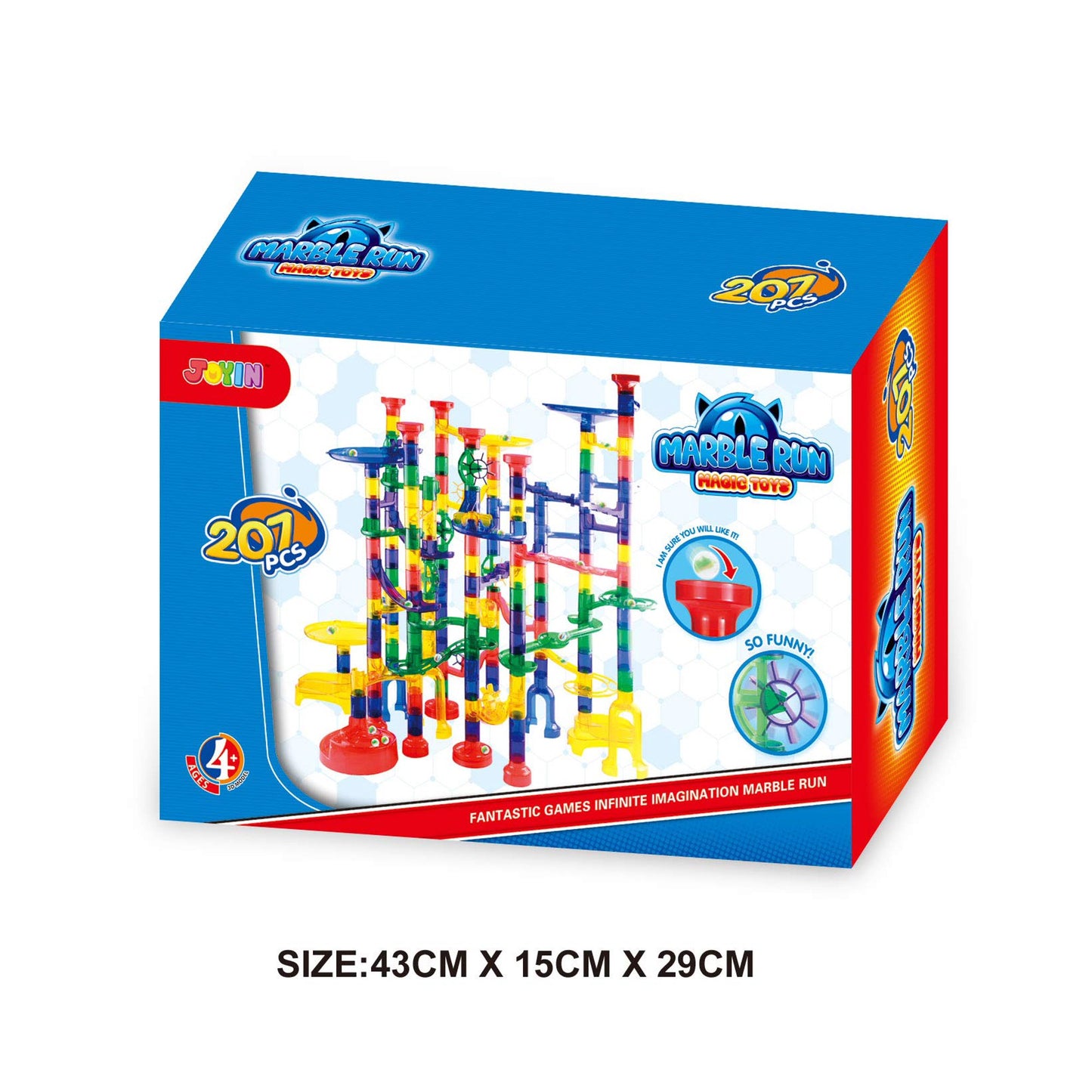 JOYIN 170 Pcs Marble Run Premium Toy Set, Construction Building Blocks Toys, STEM Educational Building Block Toy(120 Plastic Pieces + 50 Glass Marbles)
