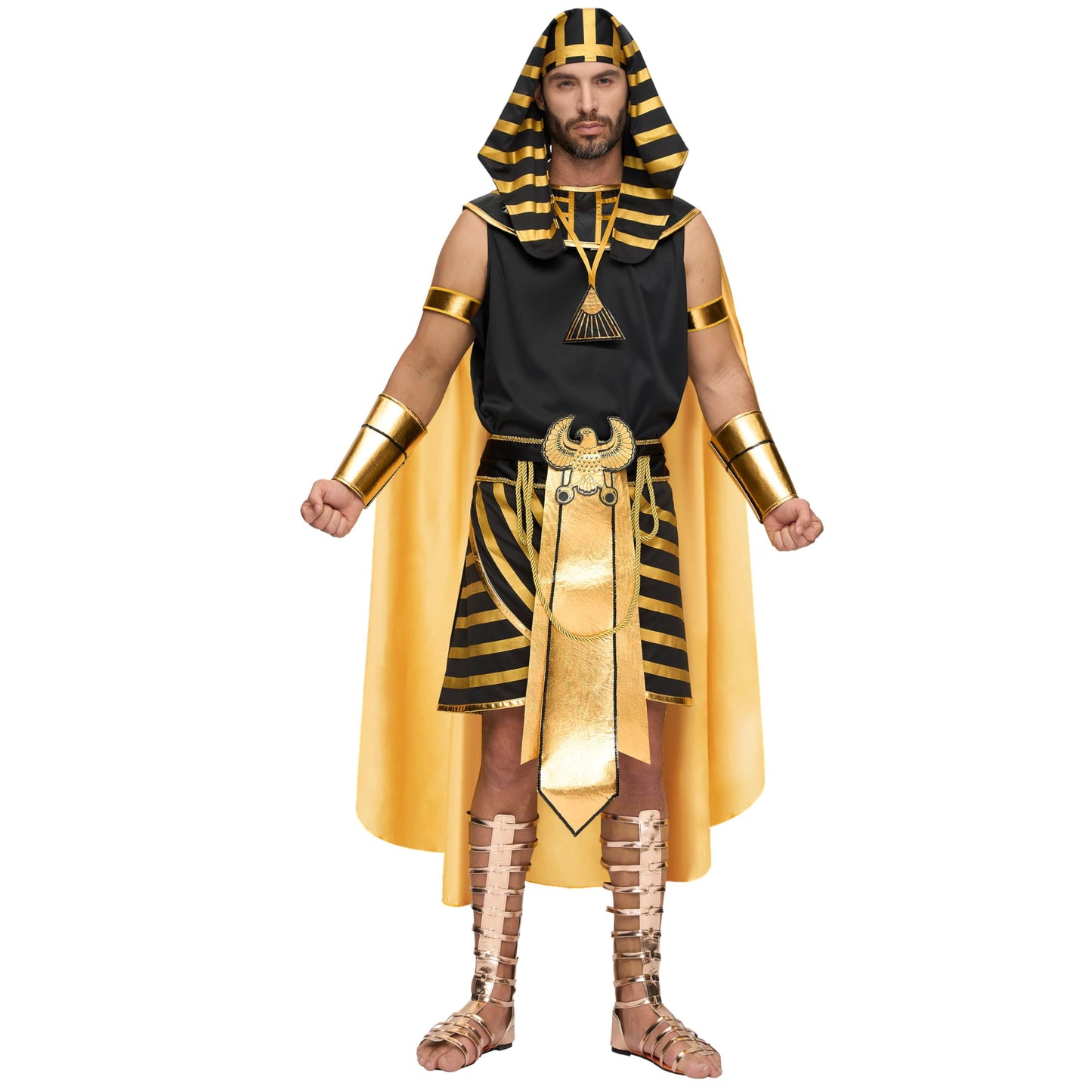 Joyfy Egyptian King Costume Men Adult King Pharaoh Costume for Men Halloween Cosplay Party