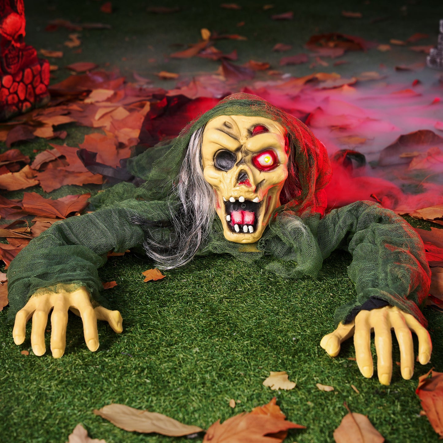 Joyfy Halloween Decorations Outdoor Groundbreaker Creepy Life Size Light Up Climbing Zombie Groundbreaker with Sound,Motion Activated Halloween Decorations Haunted House Decorations