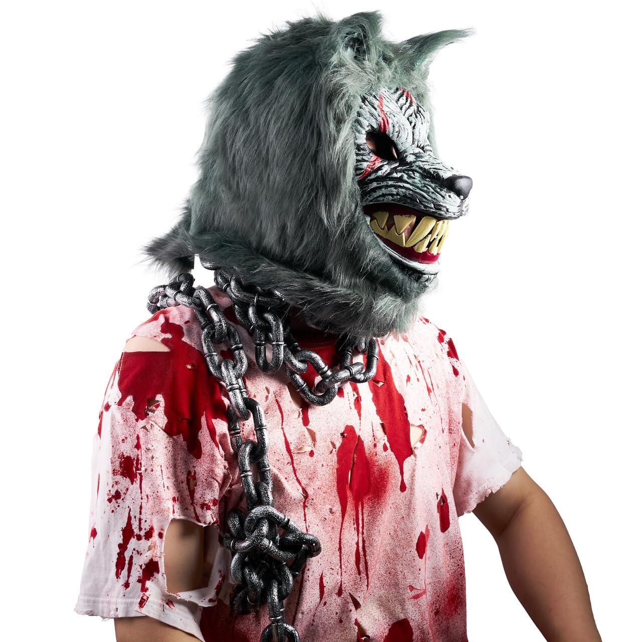 Joyfy Halloween Wolf Mask Scary Werewolf Mask for Adults Men,Halloween Costume Full Head Latex Wolf Masks Cosplay Prop