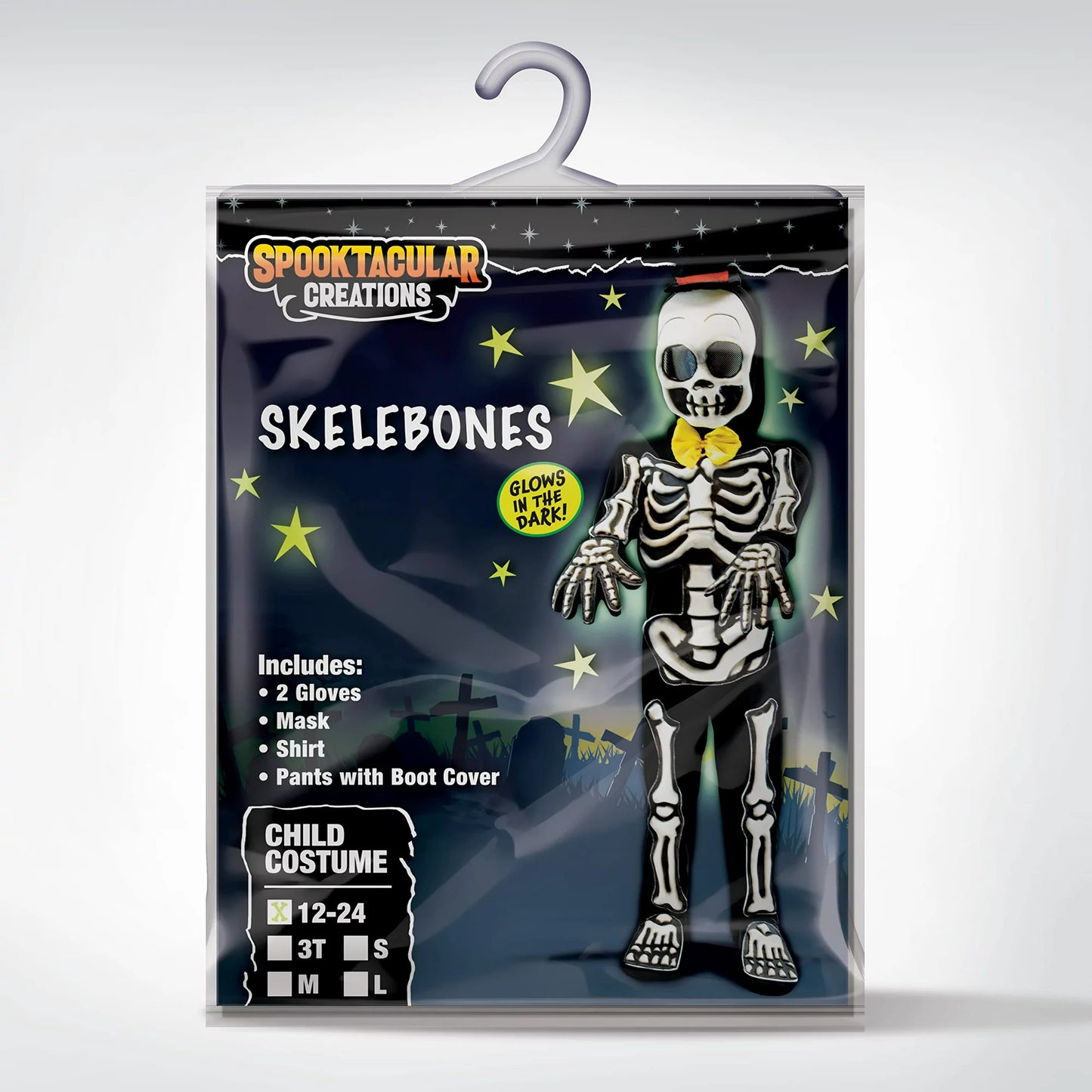 Spooktacular Creations Skeletones Costume for Kids Cosplay, Halloween Dress UP Costume, Glow in the Dark Skeleton jumpsuit, S