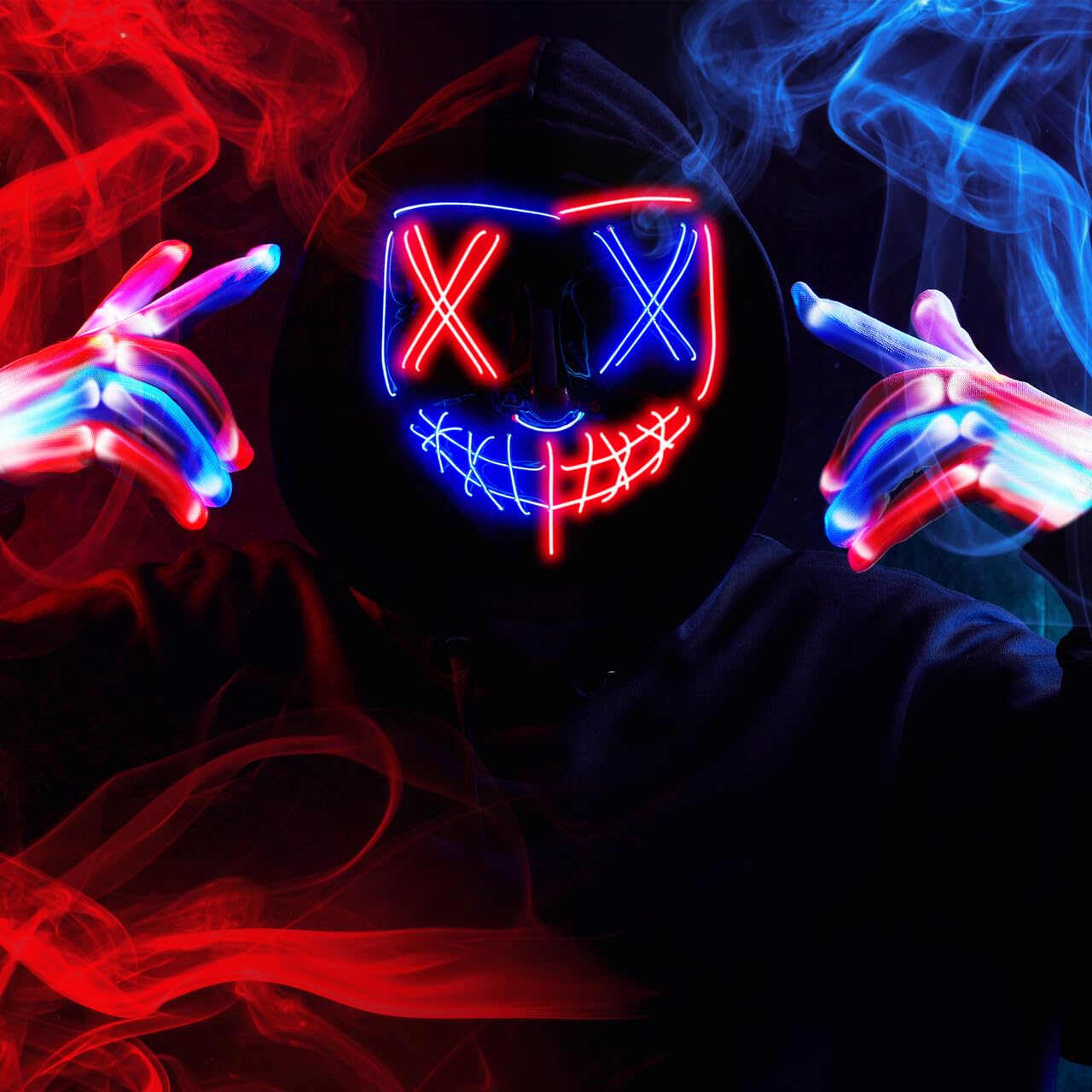 SYNCFUN Halloween Mask Light up Mask and Gloves,Scary Halloween Costumes Accessories for Boys,Cosplay Halloween Costume Masquerade Parties,Carnival,Gifts