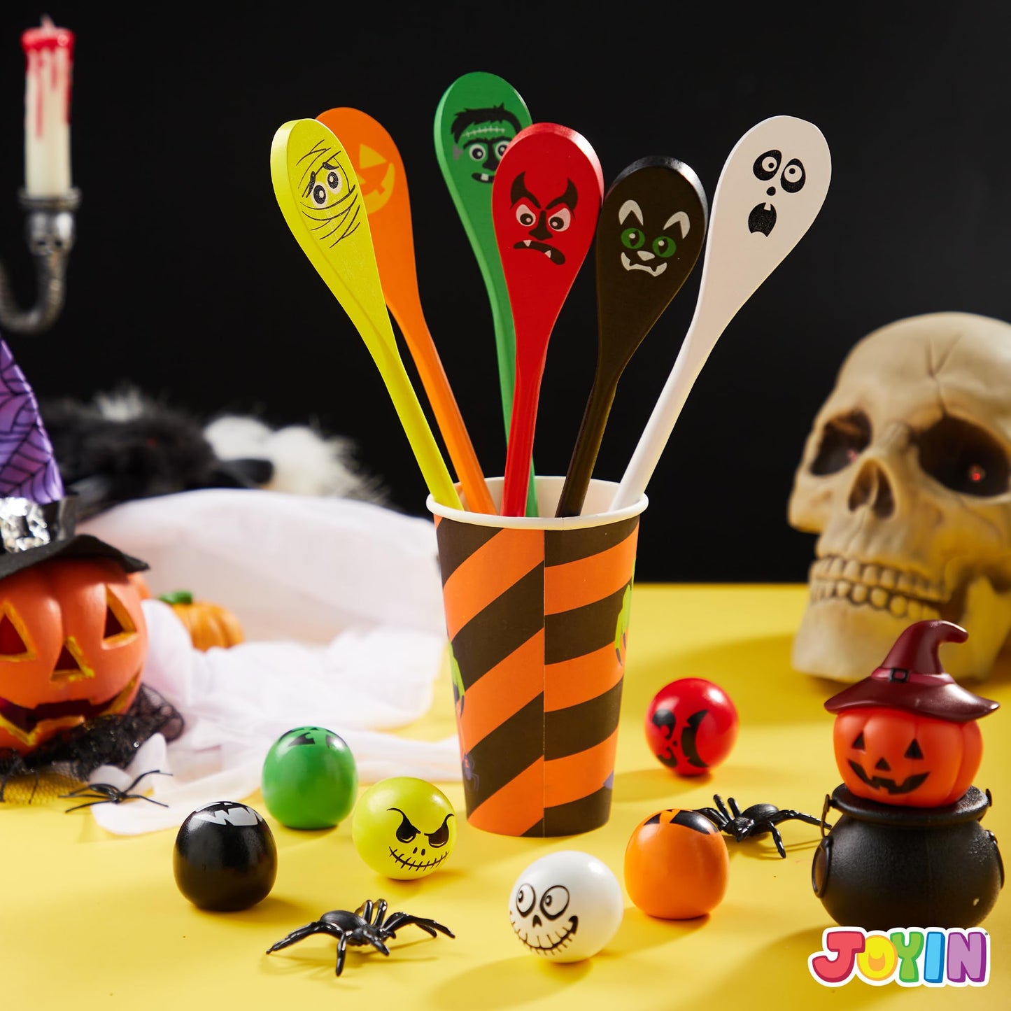 Joyfy 6 Packs Halloween Spoons Game Set,Eyeballs and Spoons Race Party Favors for Kids,Halloween Prizes,Halloween Activities for Kids