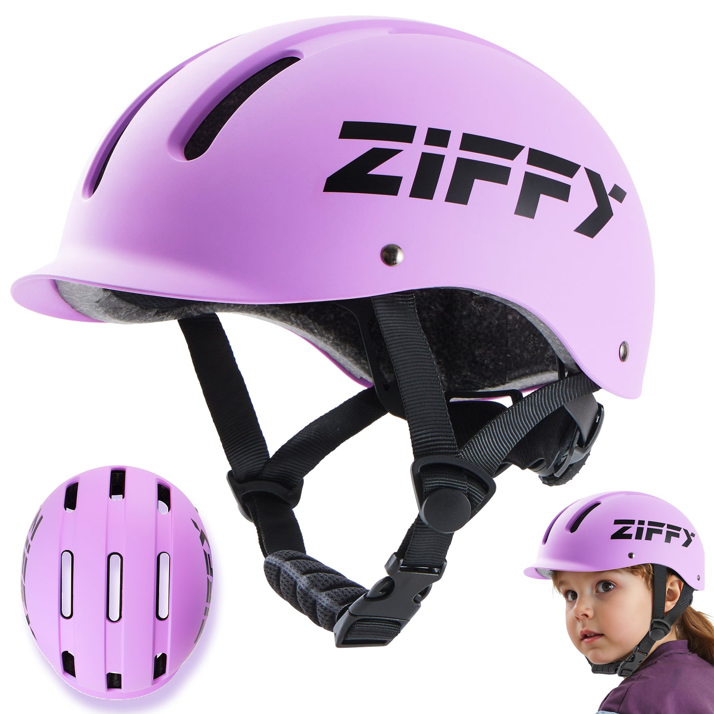 ZIFFY Kids Helmet -Adjustable Toddler & Child Bike Helmet for Ages5-10 Multi-Sport for Bicycle, Skateboard, Scooter, Roller Skating & Balance Biking